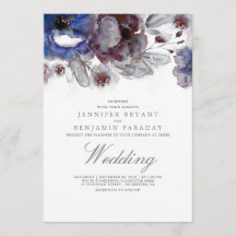 Navy and Burgundy Watercolor Floral Wedding
