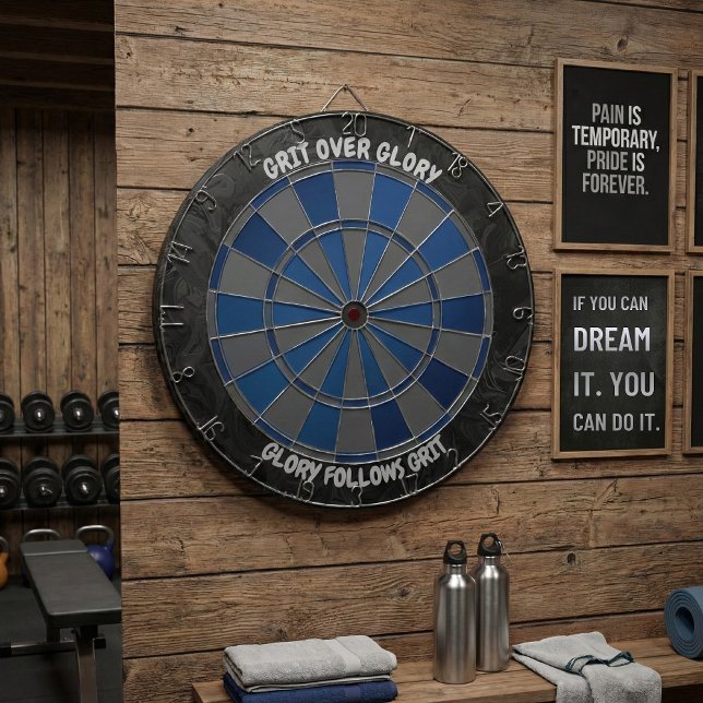 Navy and Charcoal Grit Over Glory Motivational Dartboard (Creator Uploaded)