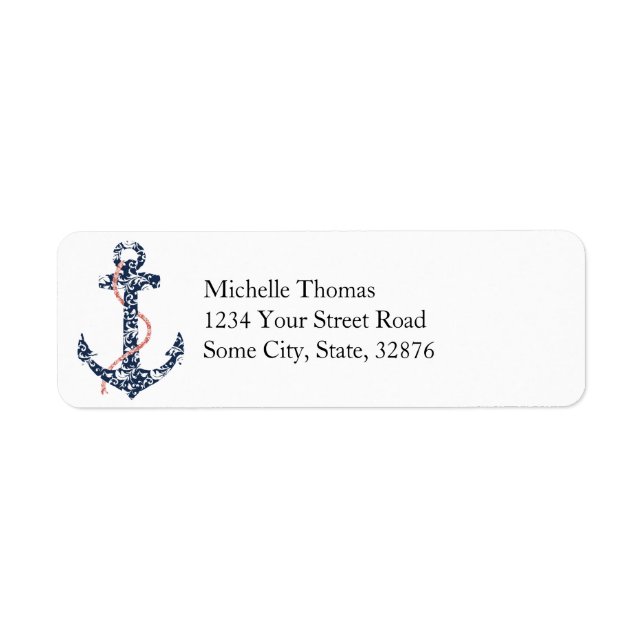 Navy and Coral Anchor Beach Wedding (Front)