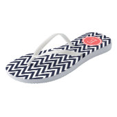 Navy and Coral Chevron Monogram Jandals (Angled)