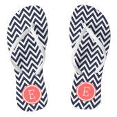 Navy and Coral Chevron Monogram Jandals (Footbed)
