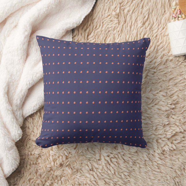 Navy and Coral Cool Modern Polka Dots Pattern Cushion (Blanket)