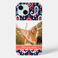 Navy and Coral Ikat Paisley Mother's Day Photo