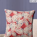 Navy and Coral Monstera Leaf Tropical Throw Pillow<br><div class="desc">Elevate your home decor with our Navy and Coral Monstera Leaf Tropical Throw Pillow. This stylish, high-quality accent piece combines the serene beauty of tranquil colours with the vibrant charm of monstera leaves. Add a touch of coastal elegance to your living space. Perfect for beach house decor, tropical-themed rooms, or...</div>