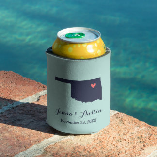 Navy and Coral Oklahoma Wedding Favour Can Cooler