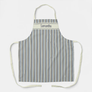 Navy And Cream Monochrome Striped Pattern Apron