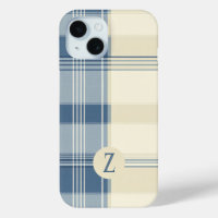 Navy and Cream Two-Tone Plaid Phone Case