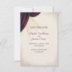 Navy and Crimson Midnight Velvet Movie Premiere Save The Date