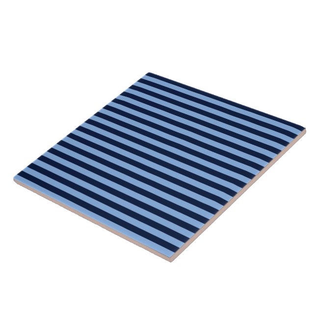 Navy and Denim blue stripes Tile (Side)
