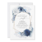 Navy and Dusty Blue Floral Modern Birthday Party
