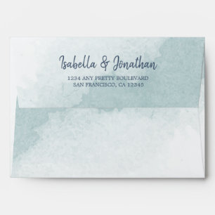 navy and dusty blue watercolor wedding envelope