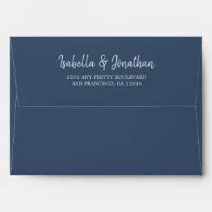 navy and dusty blue watercolor wedding envelope