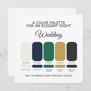 Navy and Emerald Wedding Color Palette Card