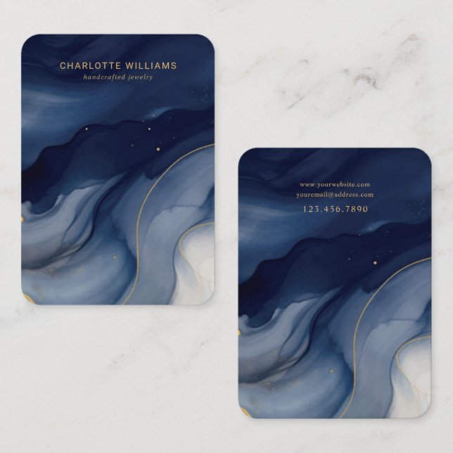 Navy and Gold Abstract Jewellery Card (Front/Back)