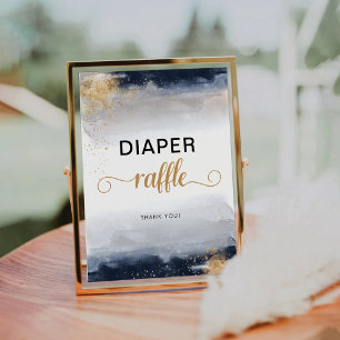 Navy and Gold Baby Shower Diaper Raffle Sign