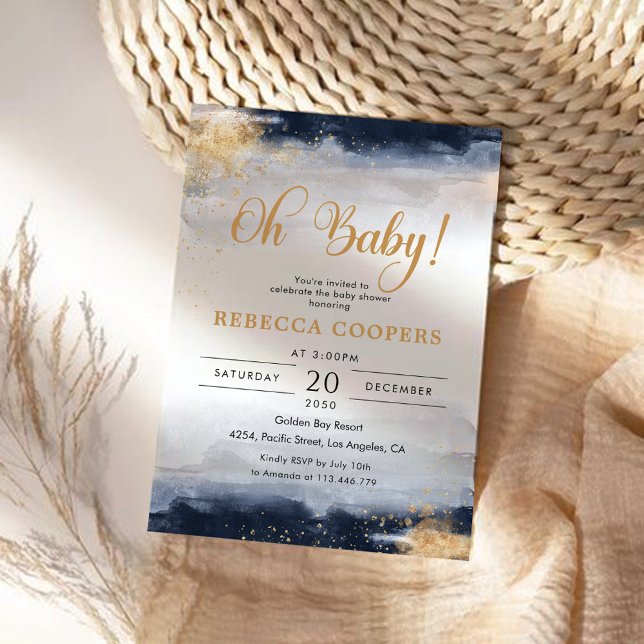 Navy and Gold Baby Shower Invitation (Creator Uploaded)