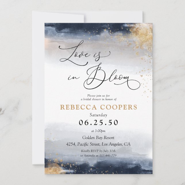 Navy and Gold Bridal Shower Invitation (Front)