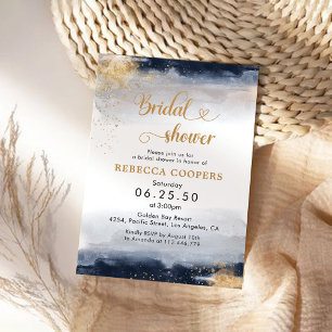 Navy and Gold Bridal Shower Invitation