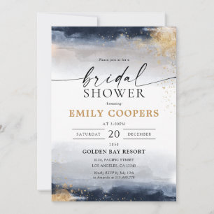 Navy and Gold Bridal Shower Invitation