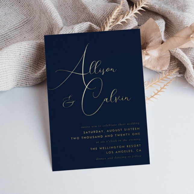 navy and gold calligraphy wedding (Creator Uploaded)
