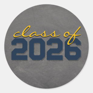 Navy and Gold Chalkboard Graduation Stickers