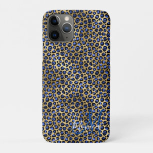 Navy and Gold Cheetah Monogram Case-Mate iPhone Case