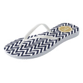 Navy and Gold Chevron Monogram Jandals (Angled)