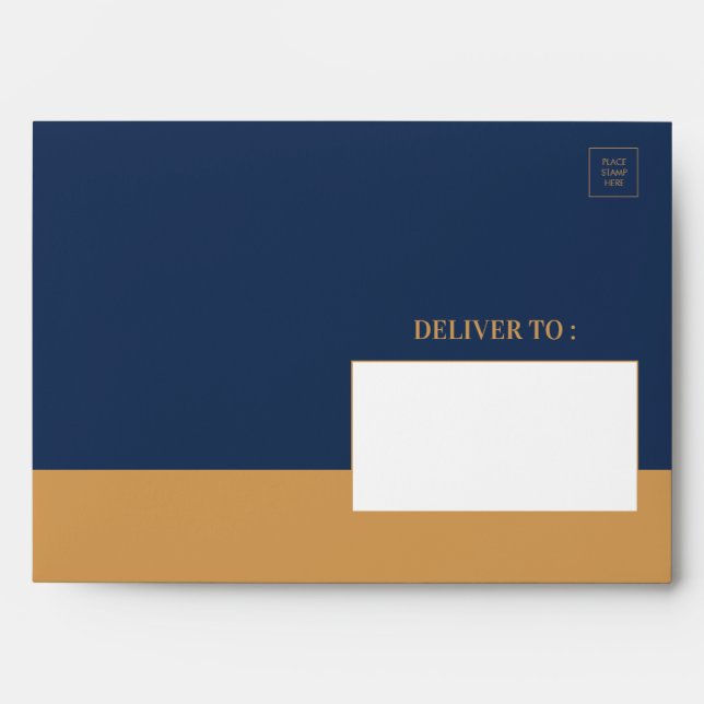 Navy and gold Chic Birthday Envelope (Front)
