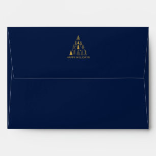 Navy and Gold Christmas Tree   Holiday Envelope