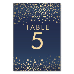 Navy and Gold Confetti Dots Table Number
