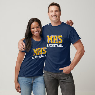Navy and Gold Custom Basketball Team Spirit T-Shirt