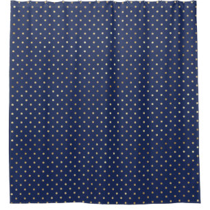 Navy and Gold Dots Modern Chic Shower Curtain