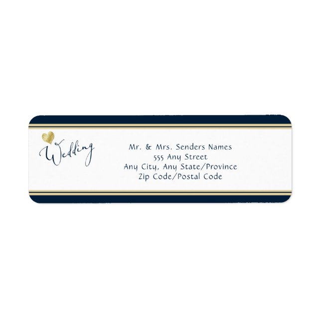 Navy and Gold Elegant Return Address  (Front)