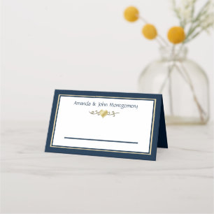 Navy and Gold Elegant Wedding  Place Card