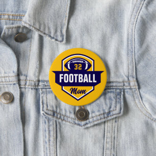Navy and Gold Football Mum Custom Jersey Number 7.5 Cm Round Badge