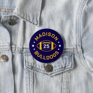 Navy and Gold Football Player Jersey Number 7.5 Cm Round Badge