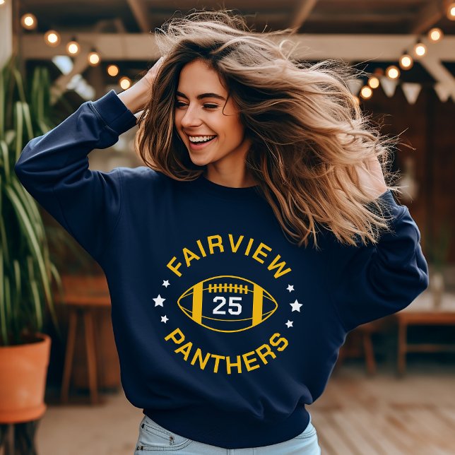 Navy and Gold Football Player Jersey Number Sweatshirt (Creator Uploaded)