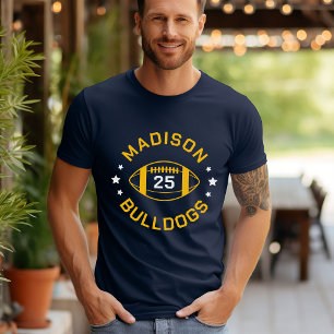 Navy and Gold Football Player Jersey Number T-Shirt