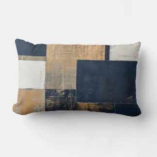 Navy and Gold Geometric  Lumbar Cushion