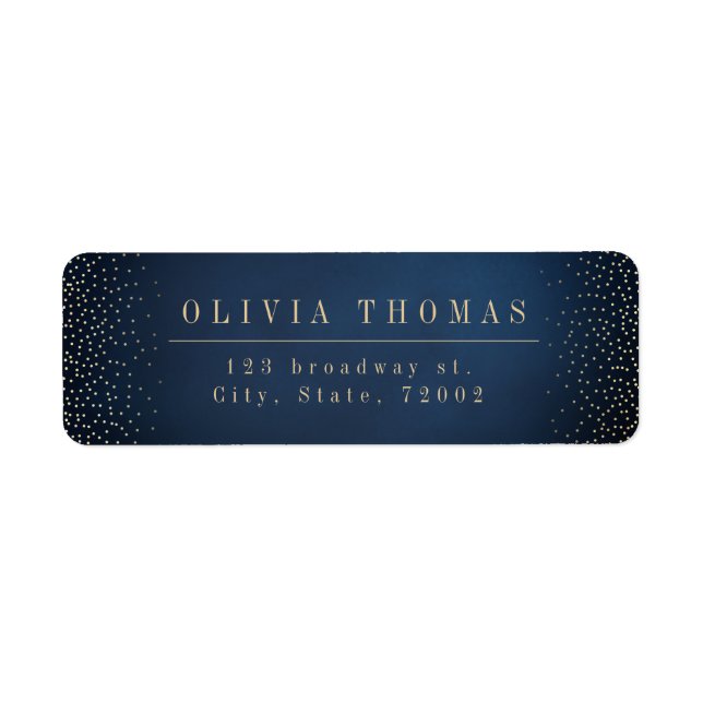 Navy And Gold Glitter Simple Return Address (Front)