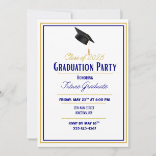 Navy and Gold Graduation Invitation