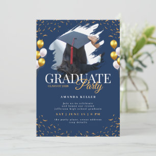 Navy and Gold Graduation Party Invitation