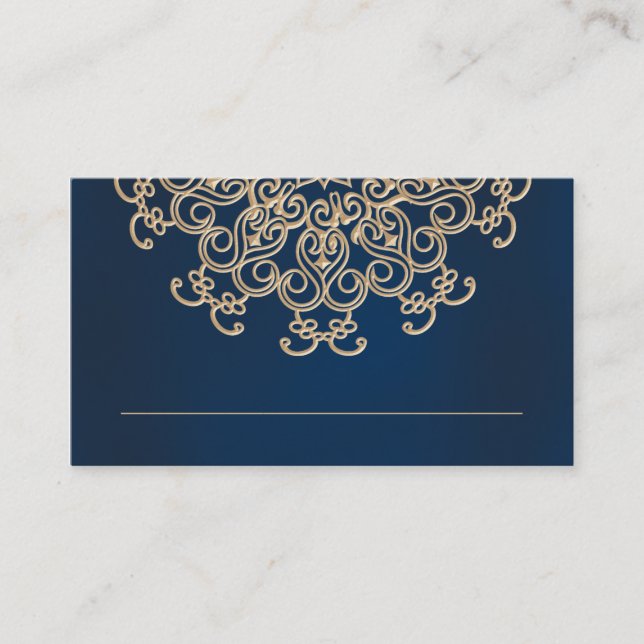 Navy and Gold Indian Inspired Seating Place Card (Front)