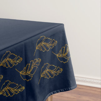 Navy and Gold Leaf Elegant Table Cloth