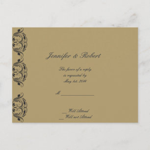 Navy and Gold Masquerade Wedding RSVP Postcard