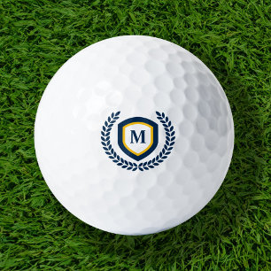 Navy and Gold Monogram Logo Crest Golf Balls