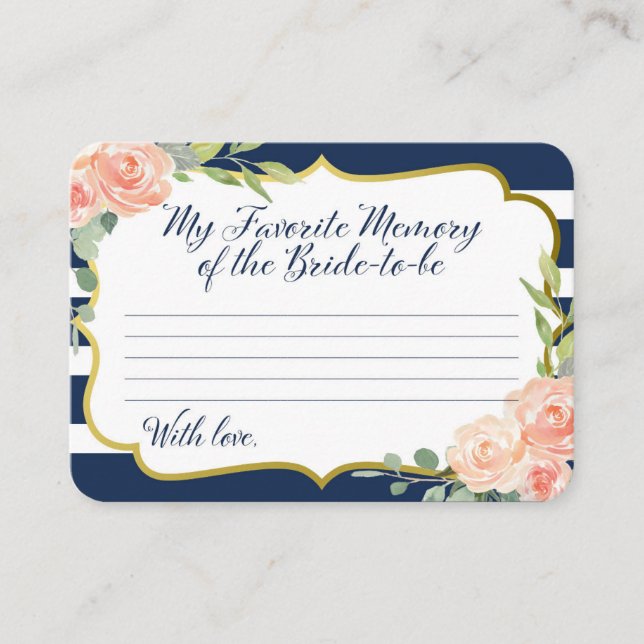 Navy and Gold My Favourite Memory of Bride Enclosure Card (Front)