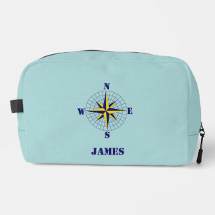 Navy and Gold Nautical Compass Rose with Name Dopp Kit