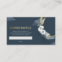 Navy and gold pampas over the moon diaper raffle
