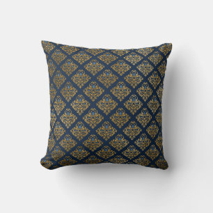 navy And gold pattern cushion
